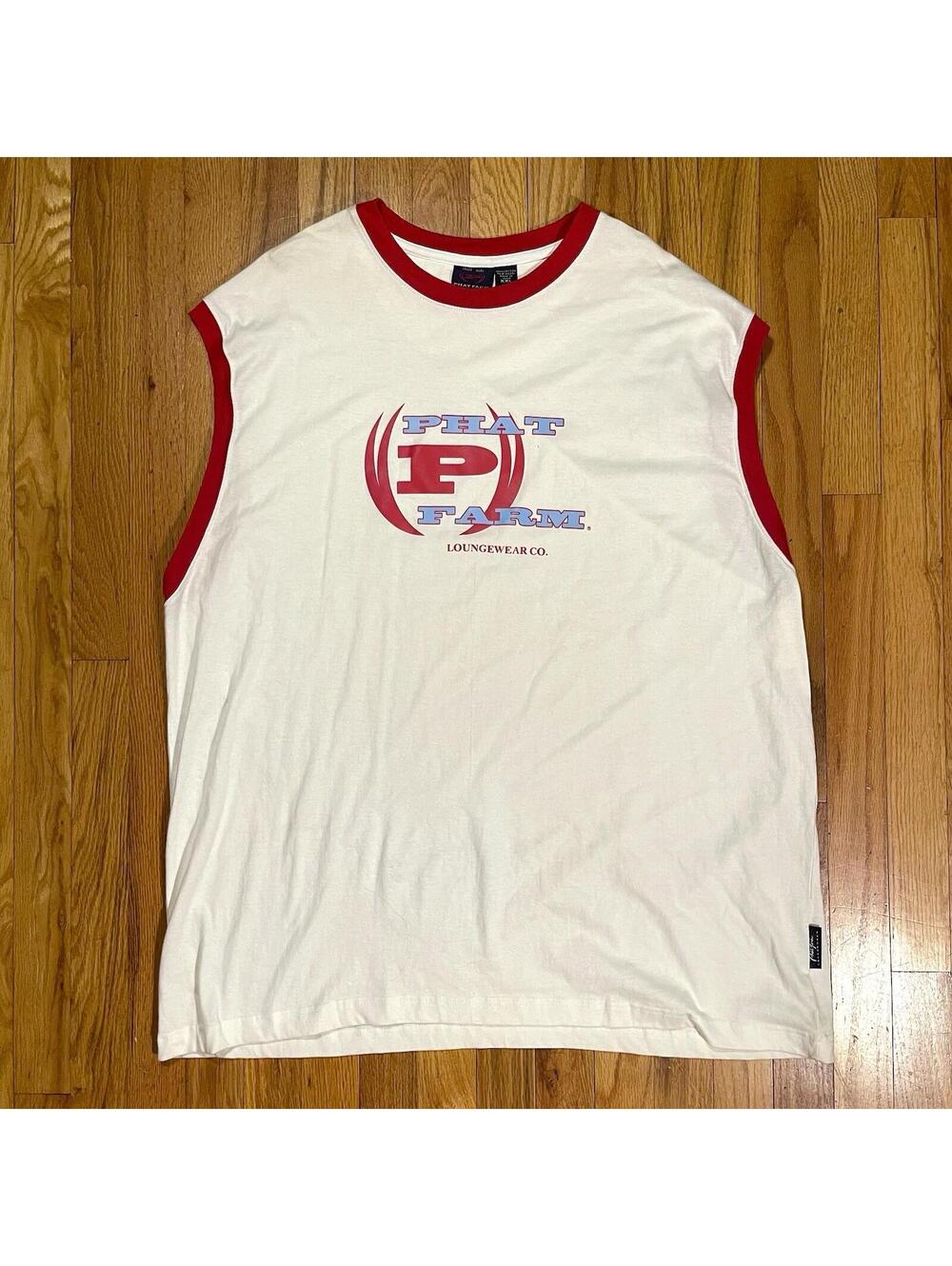 y2k Phat Farm Tank Top Red White & Blue Vintage NWOT Deadstock Rap Hiphop XXL